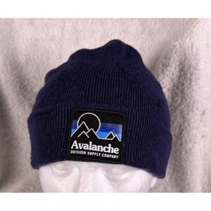 Avalanche Outdoor Supply Company Blue Hat Beanie Navy Logo Outdoor‎ Hiking OSFA